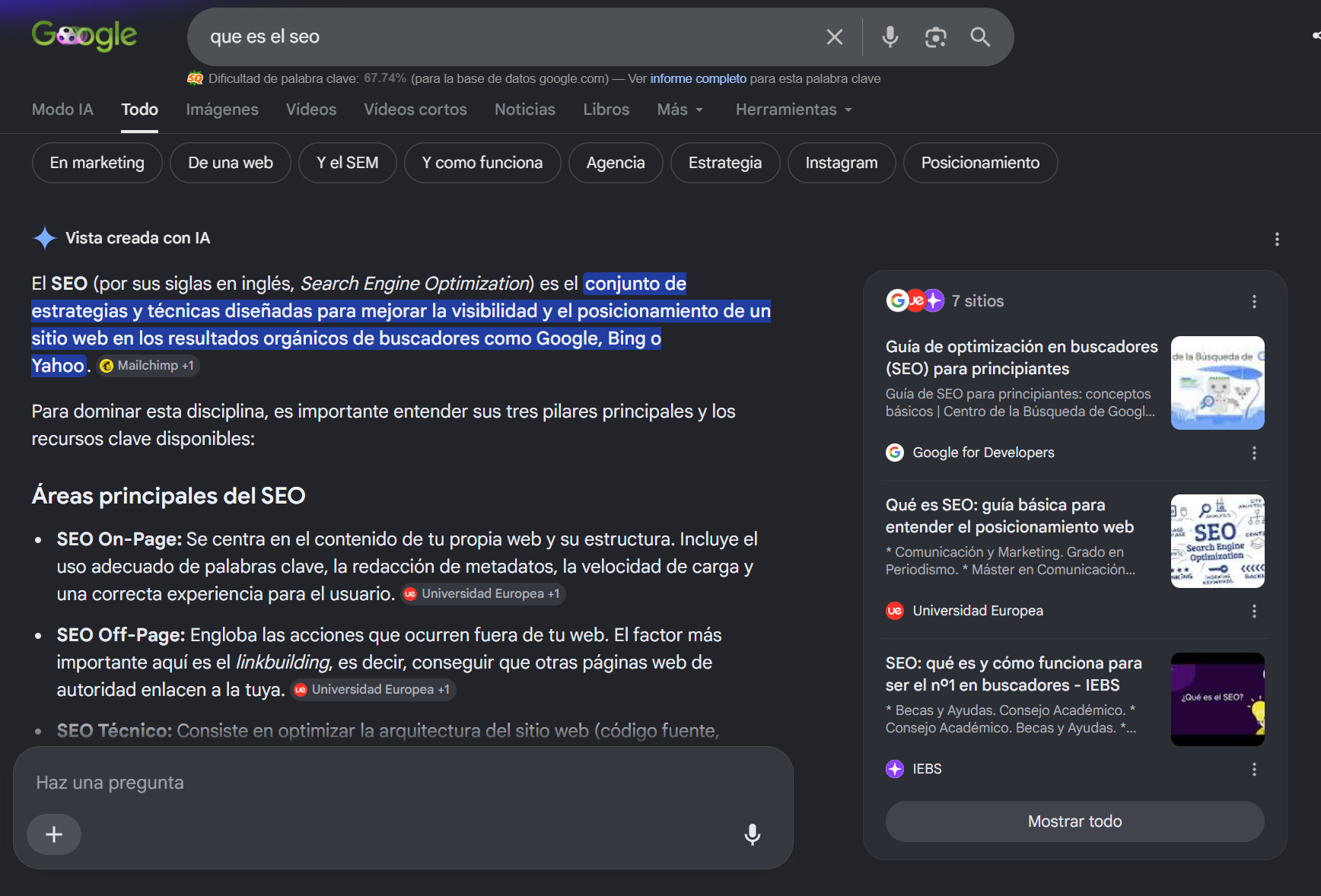 como aparecemos en las búsquedas de GEO